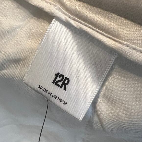 NWT Express Wide Leg High Rise Pants Ivory Chevron Women's Size 12R Lined Casual - Picture 8 of 9